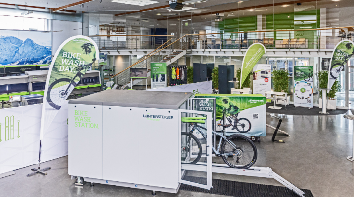 Wintersteiger showroom featuring new Bike Services products