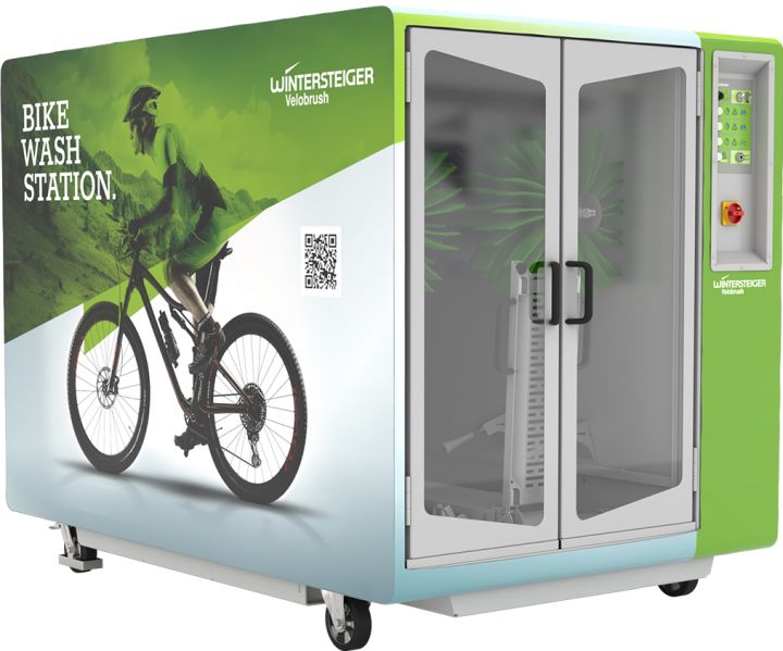 Velobrush The bike wash station for fully automated cleaning. - Easy cleaning. With minimal water consumption.