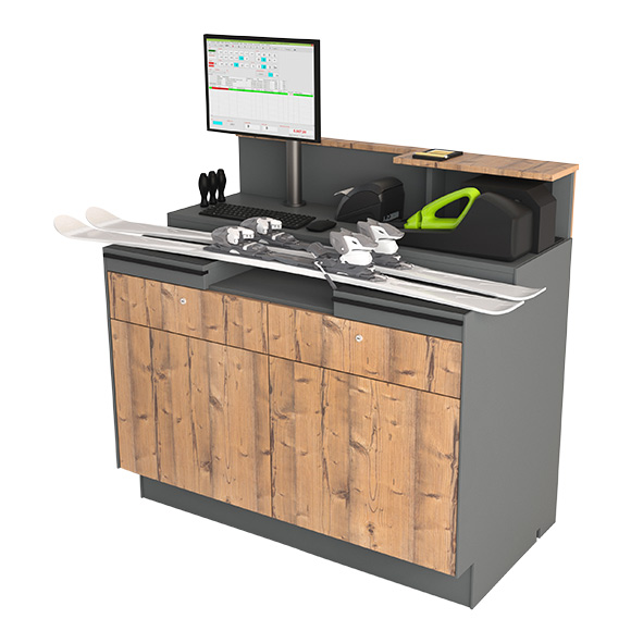 Adjustment desk 125 with with double doors and 2 drawers