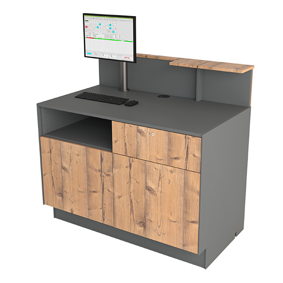 Cash desk 125 with with double doors and drawer