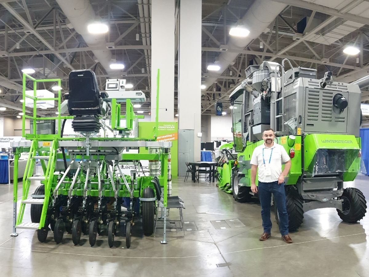 SEEDMECH US Sales Manager Peter Hofpointner with a WINTERSTEIGER Plot Drill and Quantum Combine at the 2021 ASA, CSSA, SSSA Meeting